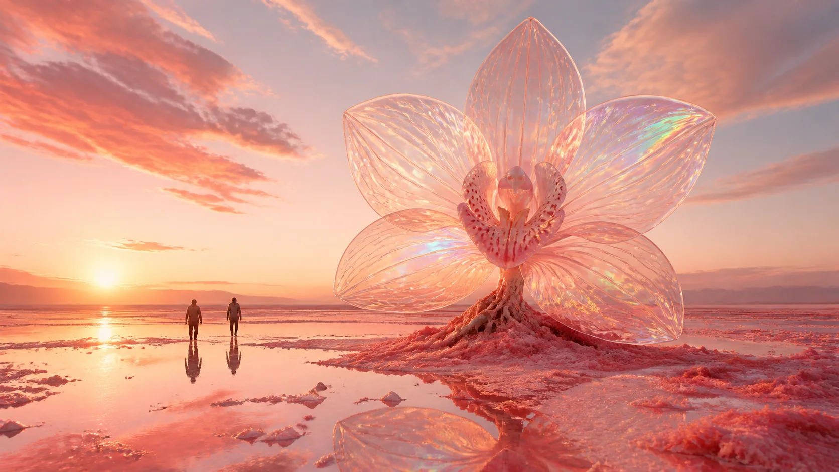 Surreal Orchid Landscape — Dreamlike botanical styling with micro-depth of field